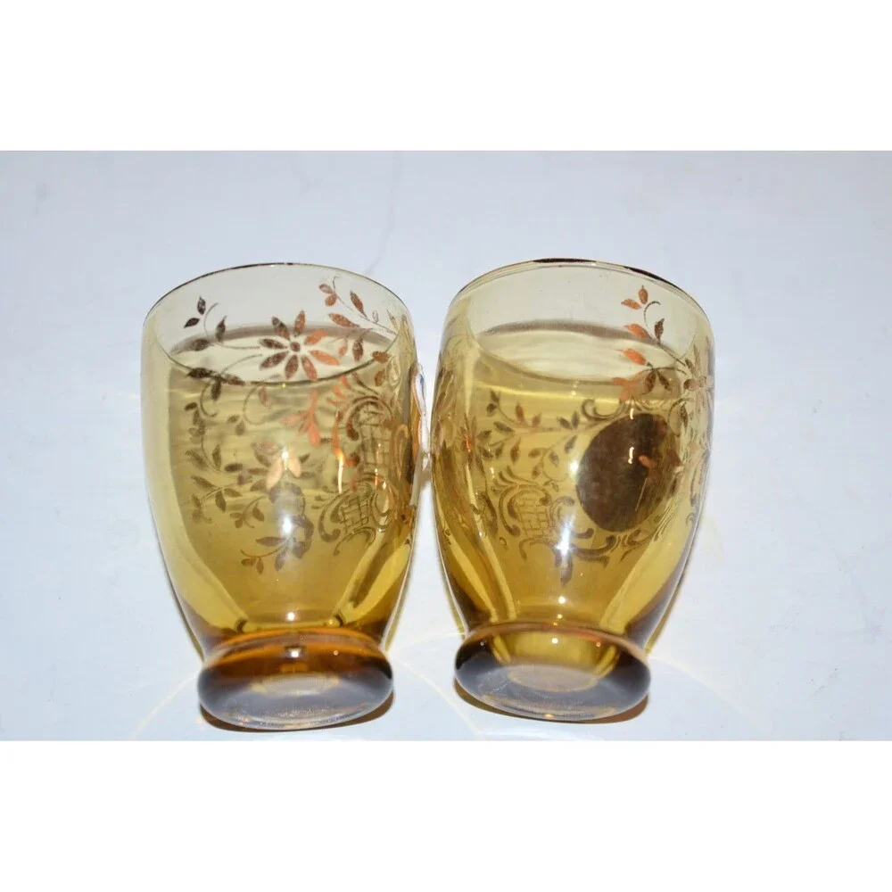 Vtg Murano Venetian Art Glass Decanter Cordial Glass set gold Barware flaws‎